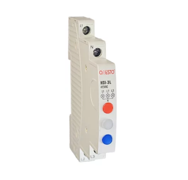KCI-3L-RWB LED DINRAIL MODULAR INDICATOR 3 LIGHTS 9MM WIDE RED WHITE AND BLUE